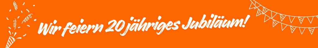 Banner: Wir feiern 20-jähriges Jubiläum